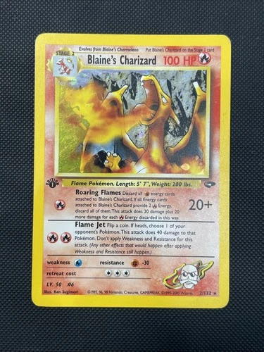 Pokemon Gym Challenge Blaine's Charizard 2/132 1st edition Holo Rare - MP