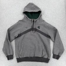 Nike Michigan State Hoodie Men Large MSU Spartans Gray 1/4 Zip Dri-Fit Elite
