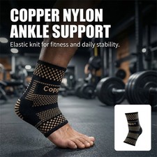 Copper Ankle Brace Silver Support Compression Sleeve Socks Foot Fasciitis Pain