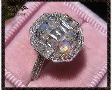 3.50Ct Radiant-Cut Lab created Diamond Halo Brilliant Ring 14k White Gold Over