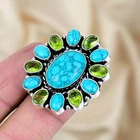 925 Sterling Silver Ring Turquoise Gemstone Ring Silver Statement Ring