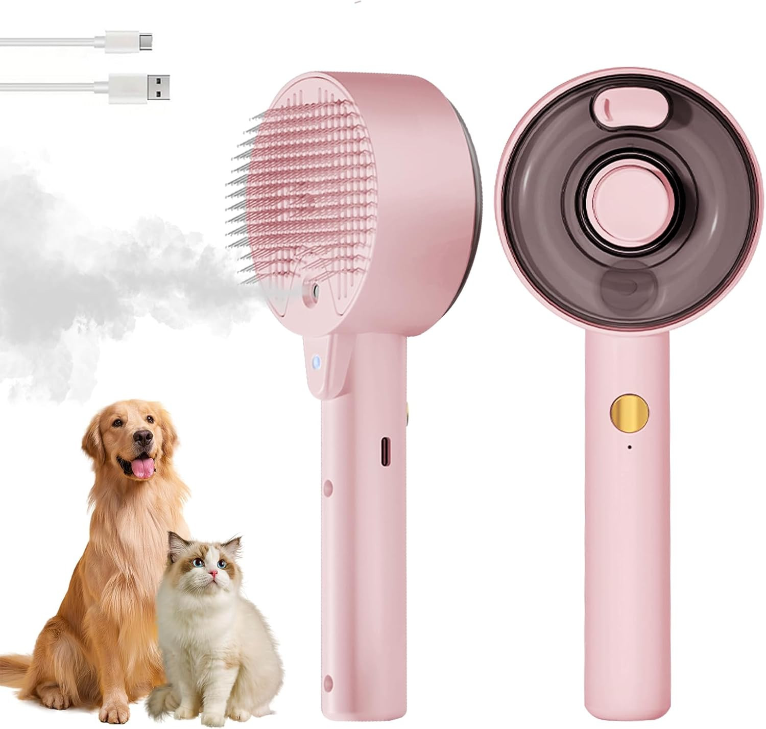 Spazzola a Vapore 4 in 1 per Cani E Gatti - Autopulente Con Serbatoio D'Acqua - 