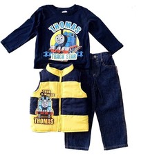 Thomas The Train Little Boys' Toddler 3 Piece Vest Set True Blue Thomas