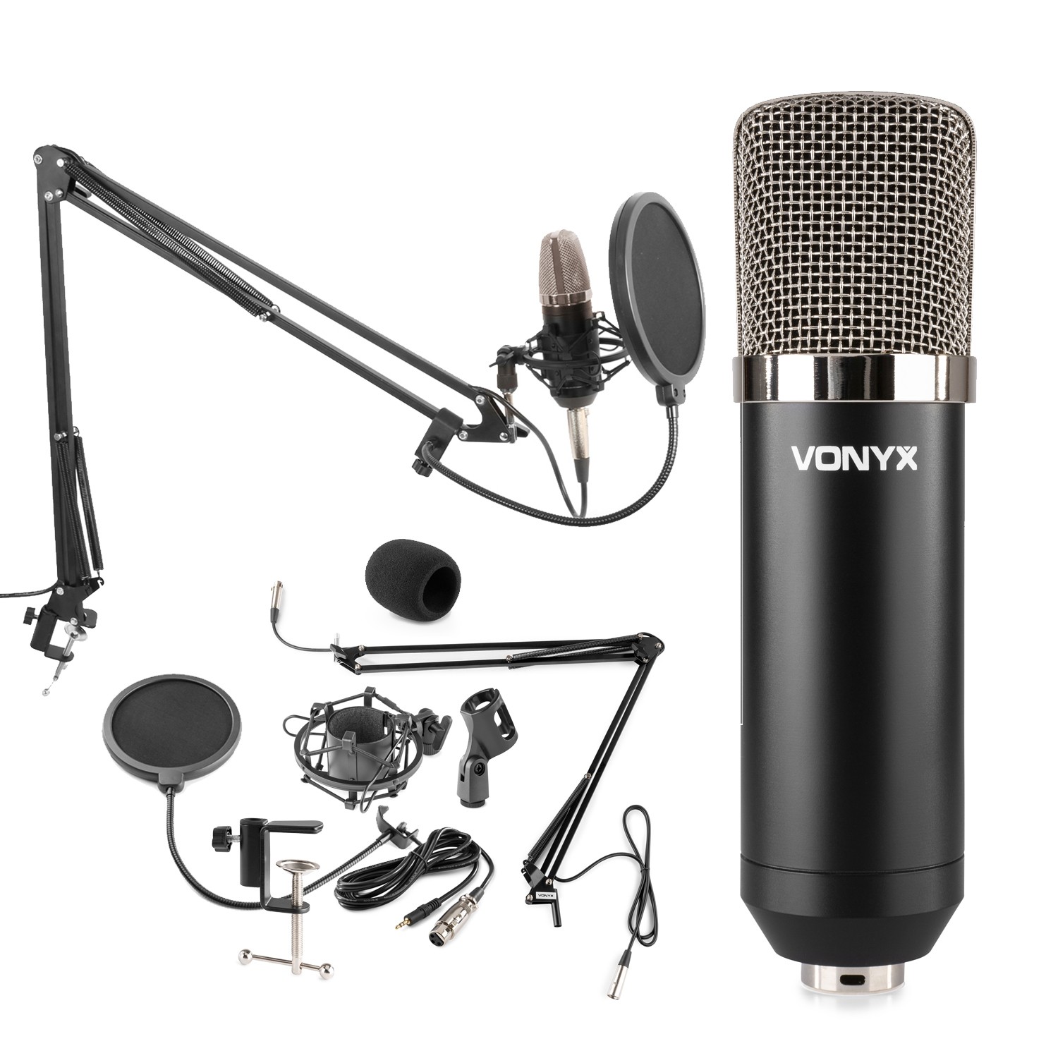 Vonyx CMS400 Studio Recording Microphone Kit with Boom Arm & Pop Filter
