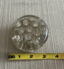 Vintage GLASS FLOWER FROG Clear 11 HOLES With Feet, 3  