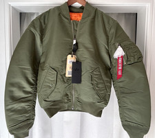 Giacca Bomber da Volo Alpha Industries MA-1 Verde Salvia XL Slim Fit NUOVO!