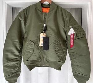 Industries alpha MA-1 Veste de bombardier de vol Sage Green XL Coupe mince NEW!