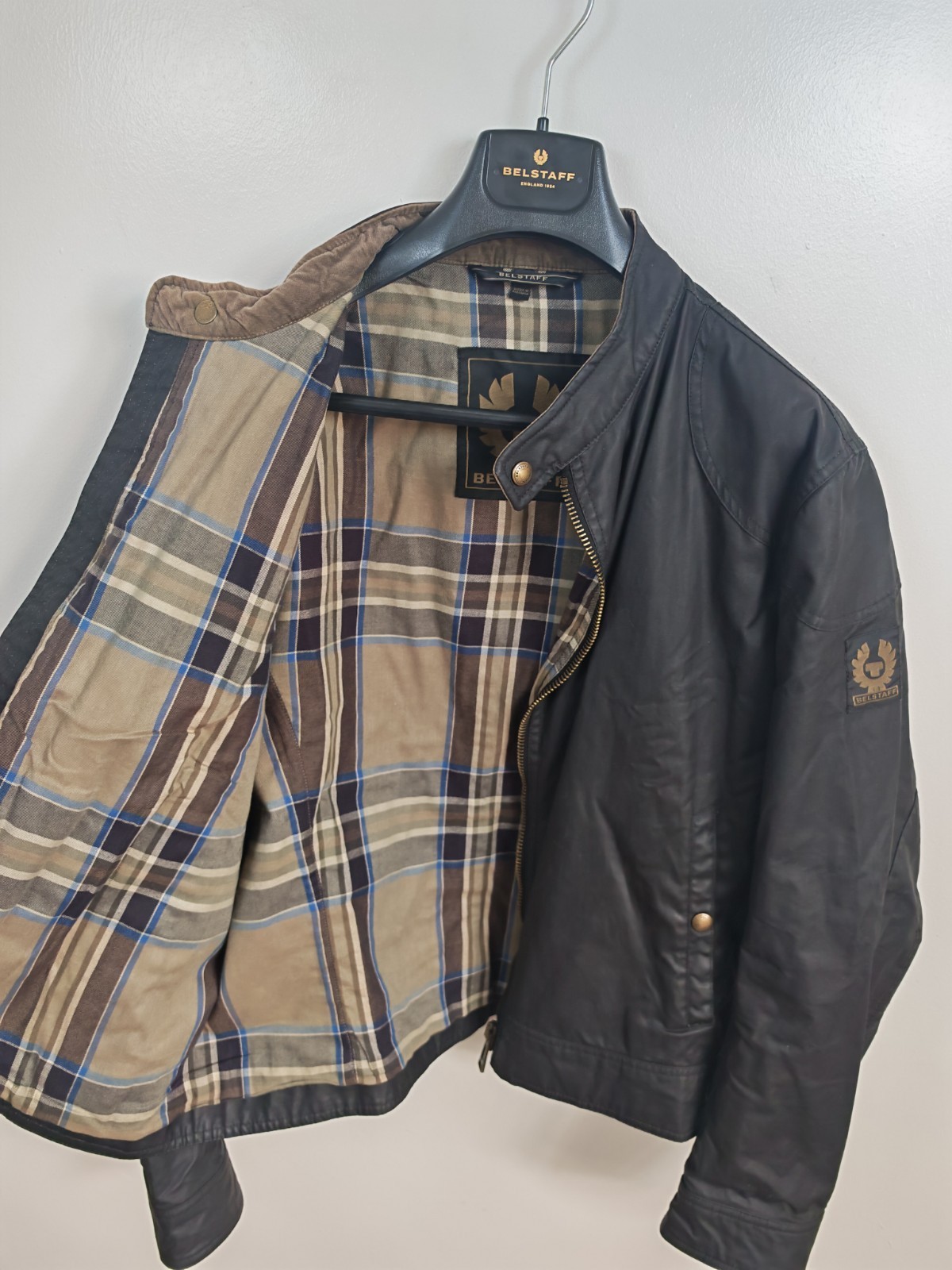 Belstaff Kelland Waxed Cotton Jacket Black Size IT 52 Moleskin Lined Full Zip image 5