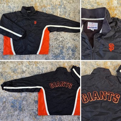 San Francisco Giants Majestic Warmup Windbreaker Jacket Zip AJZ46 Mens 2XL Black
