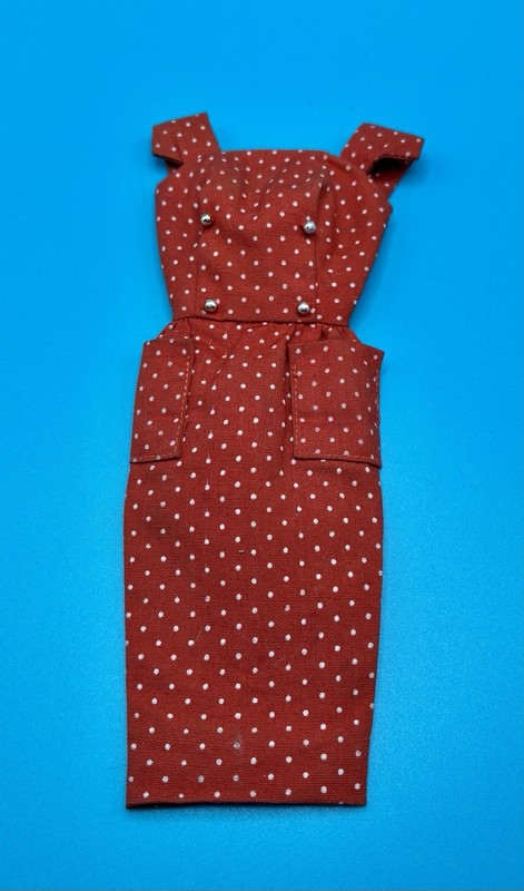 Vintage BARBIE Doll ~ PAK Rust RED Polka Dot Sheath DRESS