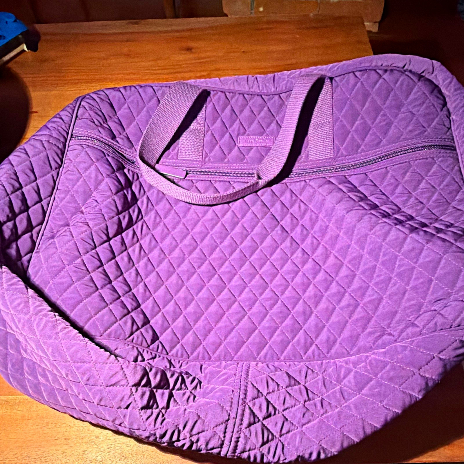 Vera Bradley Purple Quilted Elderberry Weekender Travel Bag Zip Detachable Strap