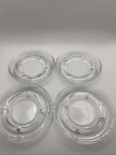 Lot 4 Vintage Ashtrays Clear Glass 5” Round Double Rim - Excellent