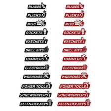 12-pcs Ultimate Magnetic TOOLBOX LABELS Fits All Tool Chest & Cabinets