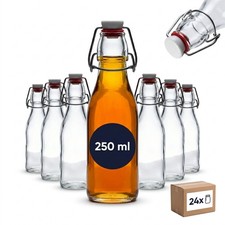 gouveo B&uuml;gelflaschen 250 ml eckig 12er/24er Set Glasflasche Drahtb&uuml;gel BFE250