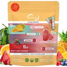 Super GREEN Powder Bloating Relief Gut Health Skin Care 3 flavors-30 packets US