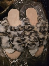 LOFT Womens Faux Fur Leopard Animal Print Sli...