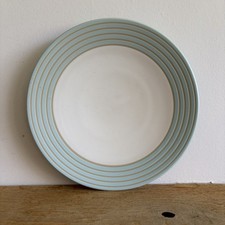 Denby Intro Side Plates x 3 Pale Blue/Green Teal Striped Stoneware - 21cm