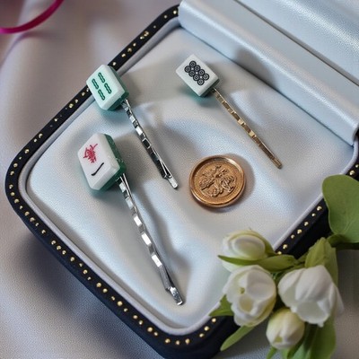MAHJONG LOVERS LUCKY ''WINDS''MAHJONG TILE BOB PINS HAIR ACCESSORY ACCENT ANYWHERE