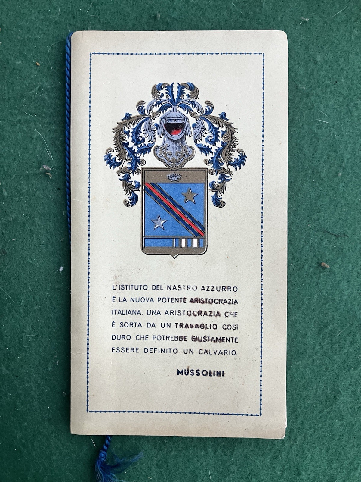 Libro istituto nastro azzurro decorati calendario valore militare ventennio