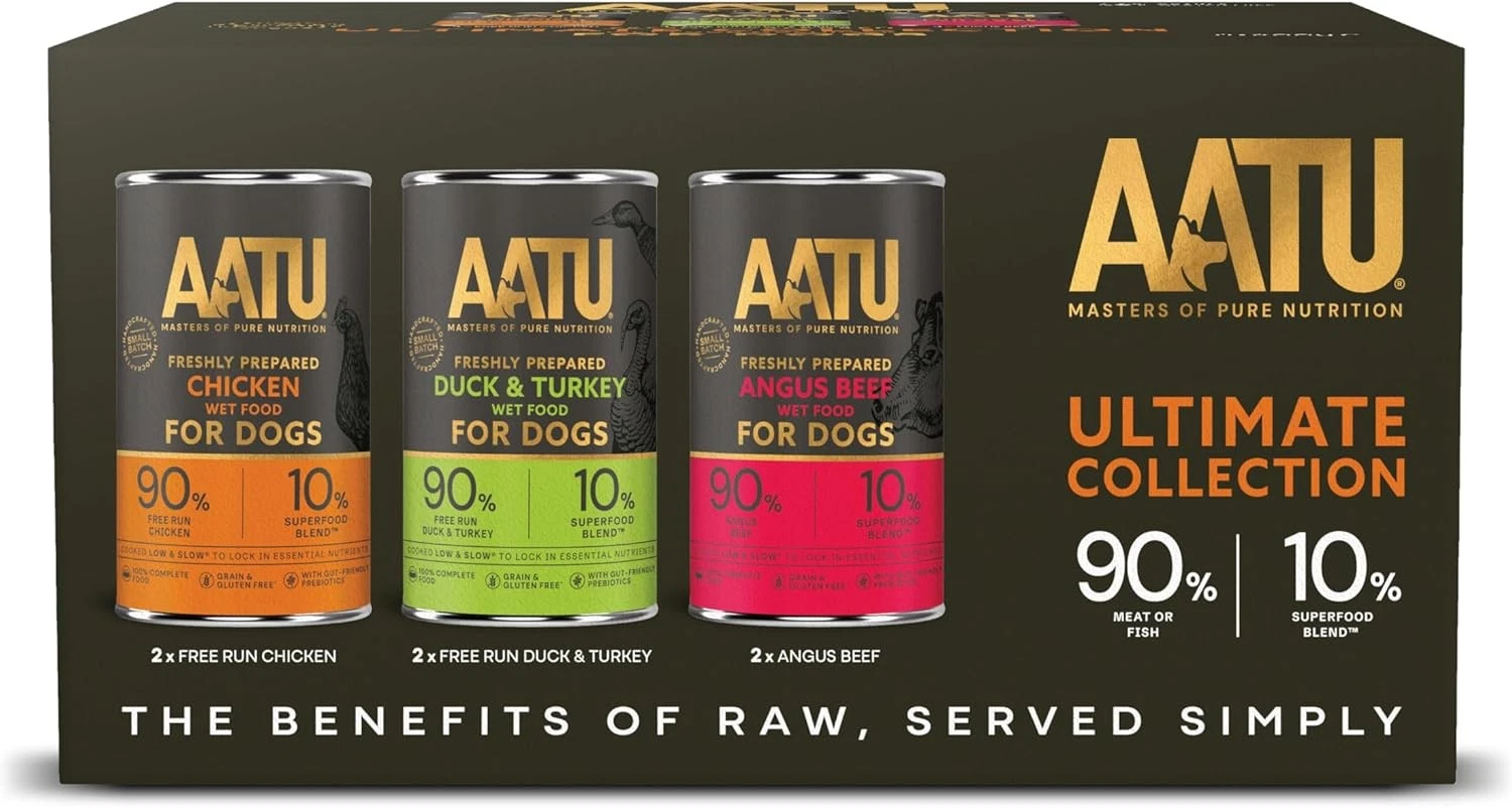 AATU Adult Dog Food Wet Tins - Variety Pack (6x400g) - Grain Free Recipe with No
