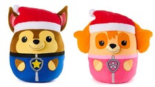 Gund Paw Patrol Winter Holiday Squisheen Plush Bundle, Chase and Skye Licensed