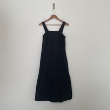 Madewell Linen Blend Princess Seamed Midi Dress in Black Womens Size XS