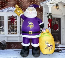 7' Air Blown LED Inflatable NFL Minnesota VIKINGS Santa Claus Yard Decoration
