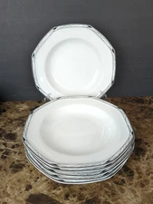 Set Of 6 Studio Nova Synthesis Rimmed Soup Bowls Y0031 Black White 