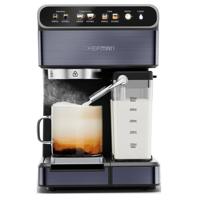 #ad Chefman RJ54 I SV BLK WM 20 Bar 2 Cup Black Stainless Espresso Machine $45.00