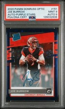 2020 PANINI DONRUSS OPTIC #151 JOE BURROW ROOKIE RC 30/50 PSA 9 AUTO 9