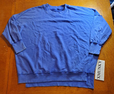Aerie Oversized Sweatshirt Women's M Purple Distressed Raw Hem Drop Shoulder