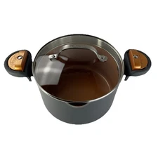 Gotham Steel 5 Qt Stock Pot W/ Lid & Handles Nonstick Pasta Soup Grey and Copper