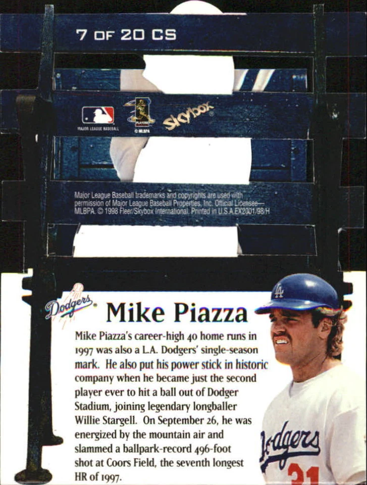 A9382- 1998 E-X2001 Cheap Seat Treats #7 Mike Piazza - NM-MT - Image 2 of 2