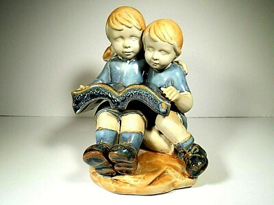 EARTHENWARE FIGURINE TELL ME A STORY...ONCE UPON A TIME VTG RARE GINGER HAIRED