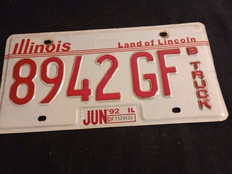 1992 United States Illinois Land of Lincoln B Truck License Plate