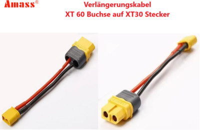 XT60 auf XT30 Adapter Kabel  Amass XT 60 Buchse XT 30  Stecker RC Lipo Akku 10cm