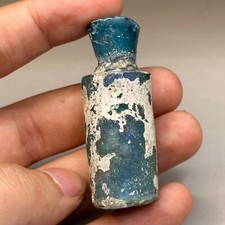 Genuine Ancient Roman Blue Glass Bottle In Good Condition