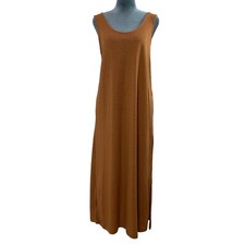 New Old Navy Womens Medium Tan Sleeveless Cross-Back Rib-Knit Midi Shift Dress