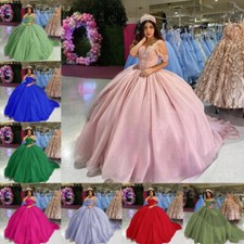 Quinceanera Dresses Off Shoulder Sweet 15 Party Prom Beading Glitter Ball Gowns