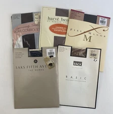 Vintage Pantyhose Lot New Size C Saks Fifth Avenue Field Manor Etc Black Tan