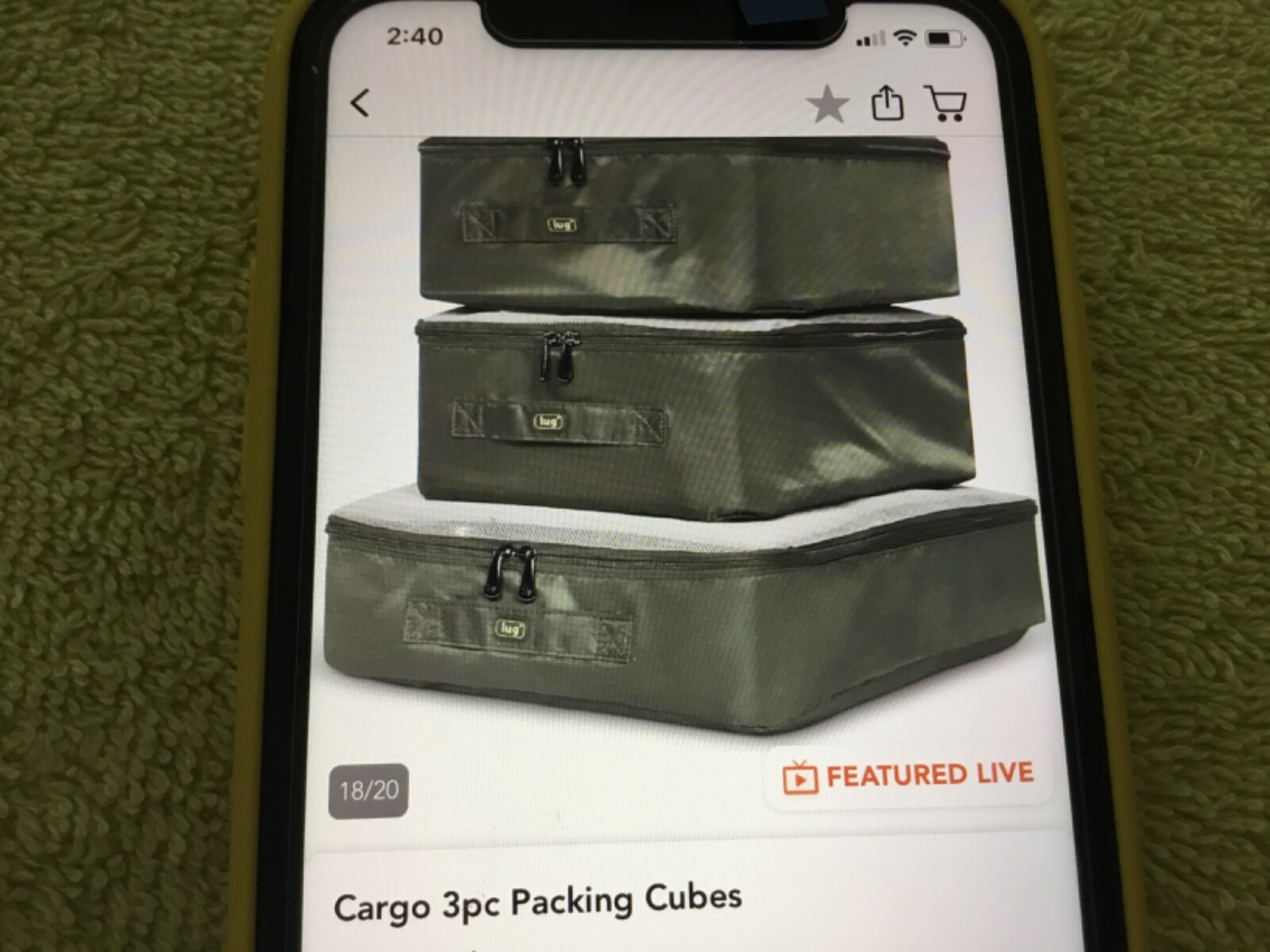 Lug cargo 3 piece packing cubes OLIVE GREEN Gem