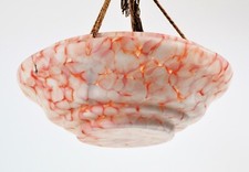 Hängelampe Art déco Glas orange weiß marmoriert alte Lampe 1930er Pendelleuchte