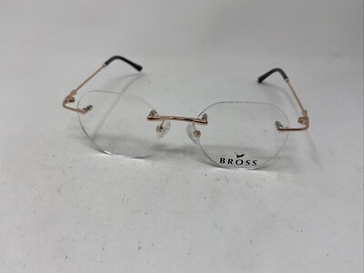 BROSS EYEWEAR 15526 C4 47/20/145 GOLD RIMLESS EYEGLASSES FRAME K98