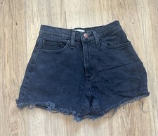 Women's High-Rise Shortie Jean Shorts - Universal Thread Black 0 3in inseam