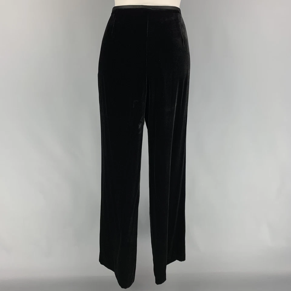 Pantalones de vestir ARMANI COLLEZIONI talla 8 de terciopelo negro pierna ancha Foto 2 de 4