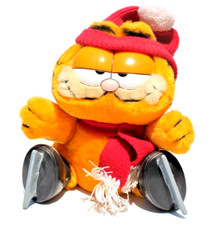 8" Plush Garfield ICE SKATING Hockey Dancing Winter Olympics Scarf Hat