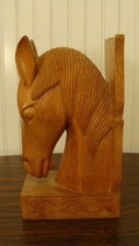Vintage Wood Carved Horse Head/ Bookend 10" tall 