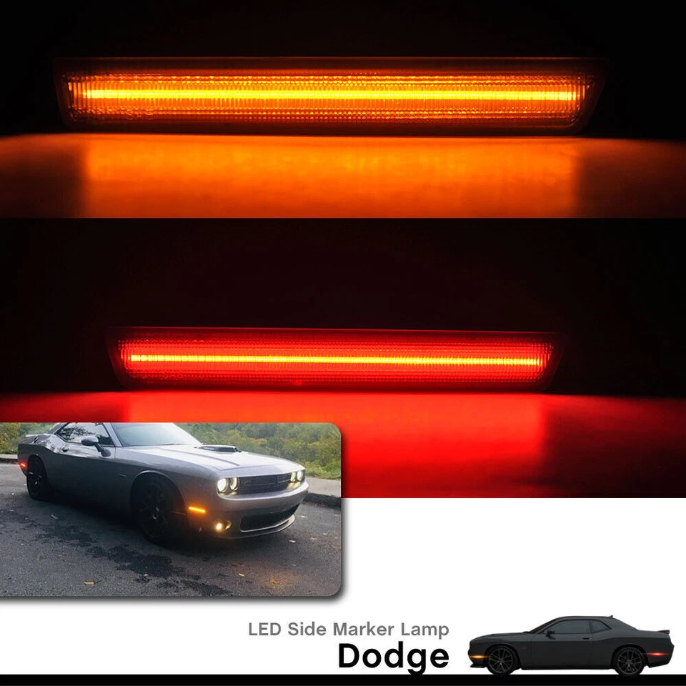 Luces LED delanteras y traseras con lente ahumada de 4 piezas para Dodge Challenger 2015-2023 Foto 3 de 4