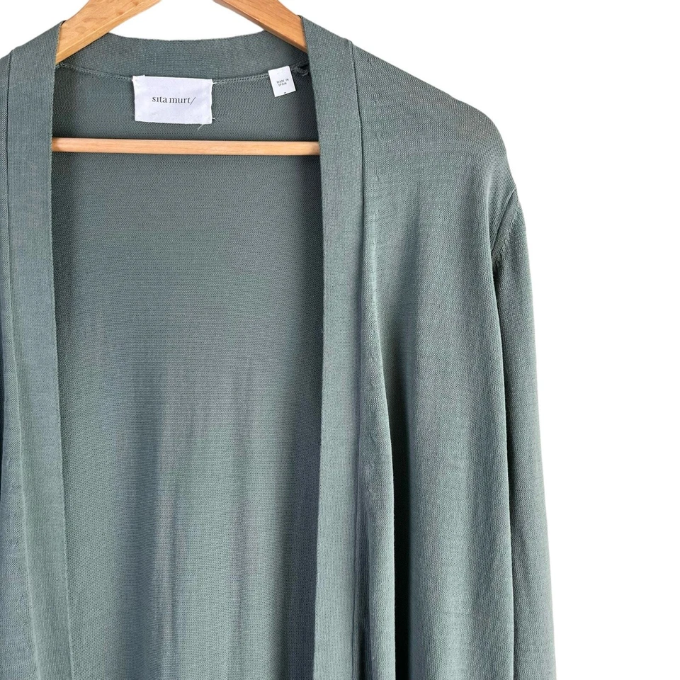Sita Murt Size EU 40 / US 8 Long Cardigan in Sage Green Lightweight 100% Cotton - Image 4 of 4