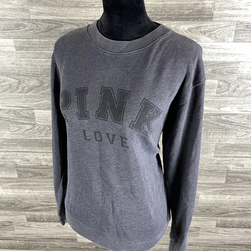 PINK by VICTORIA'S SECRET Gráfico Pullover Negro Sudadera Para Mujer Pequeña Pequeña Pequeña Foto 3 de 4